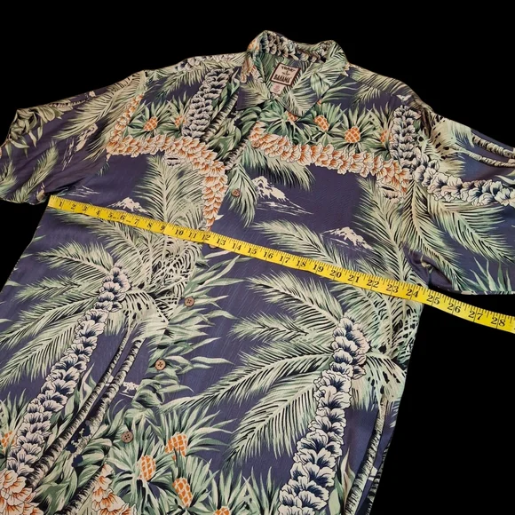 Tommy Bahama Silk Button-up Hawaiian Tropical Green Men Size Large - Picture 15 of 16